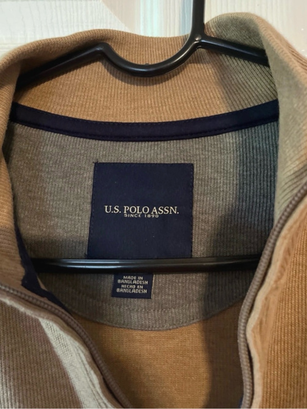 U.S. Polo Assn. Men's Tan Half-Zip Pullover Sweater - Picture 4 of 8